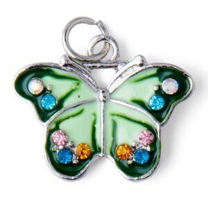 Hildie & Jo Crystal RhinestoneButterfly Pendant Silverplated Chain Necklace 18"